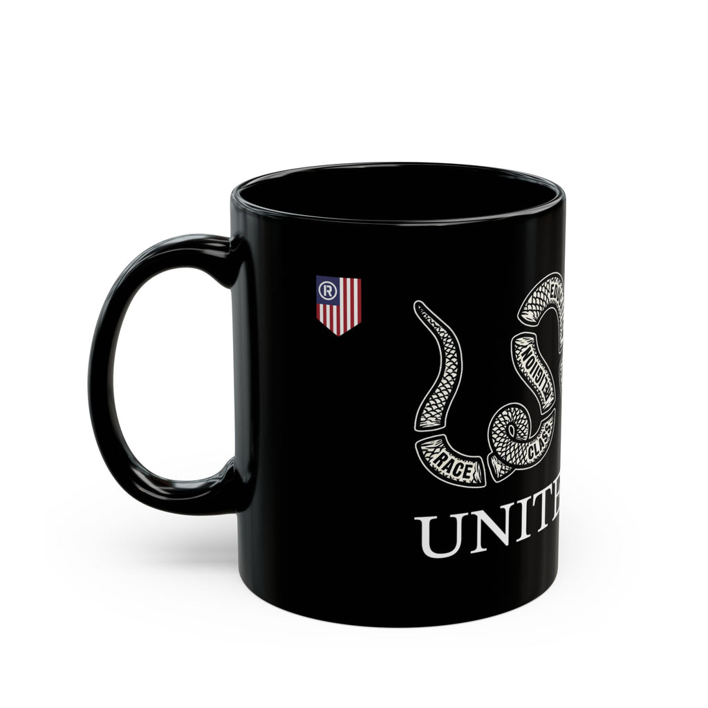 Unite or Die Snake Graphic Mug | Black Ceramic Coffee Mug